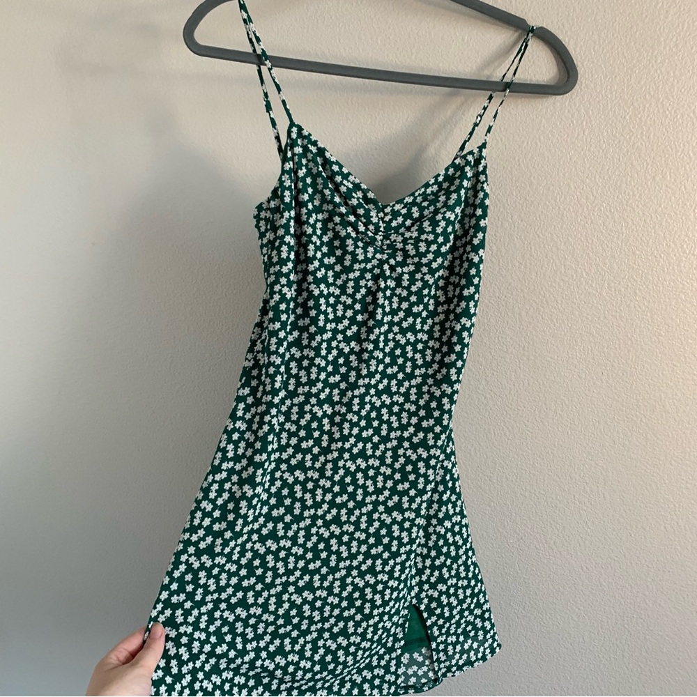 Princess Polly Green and White Ruffled Mini Dress
